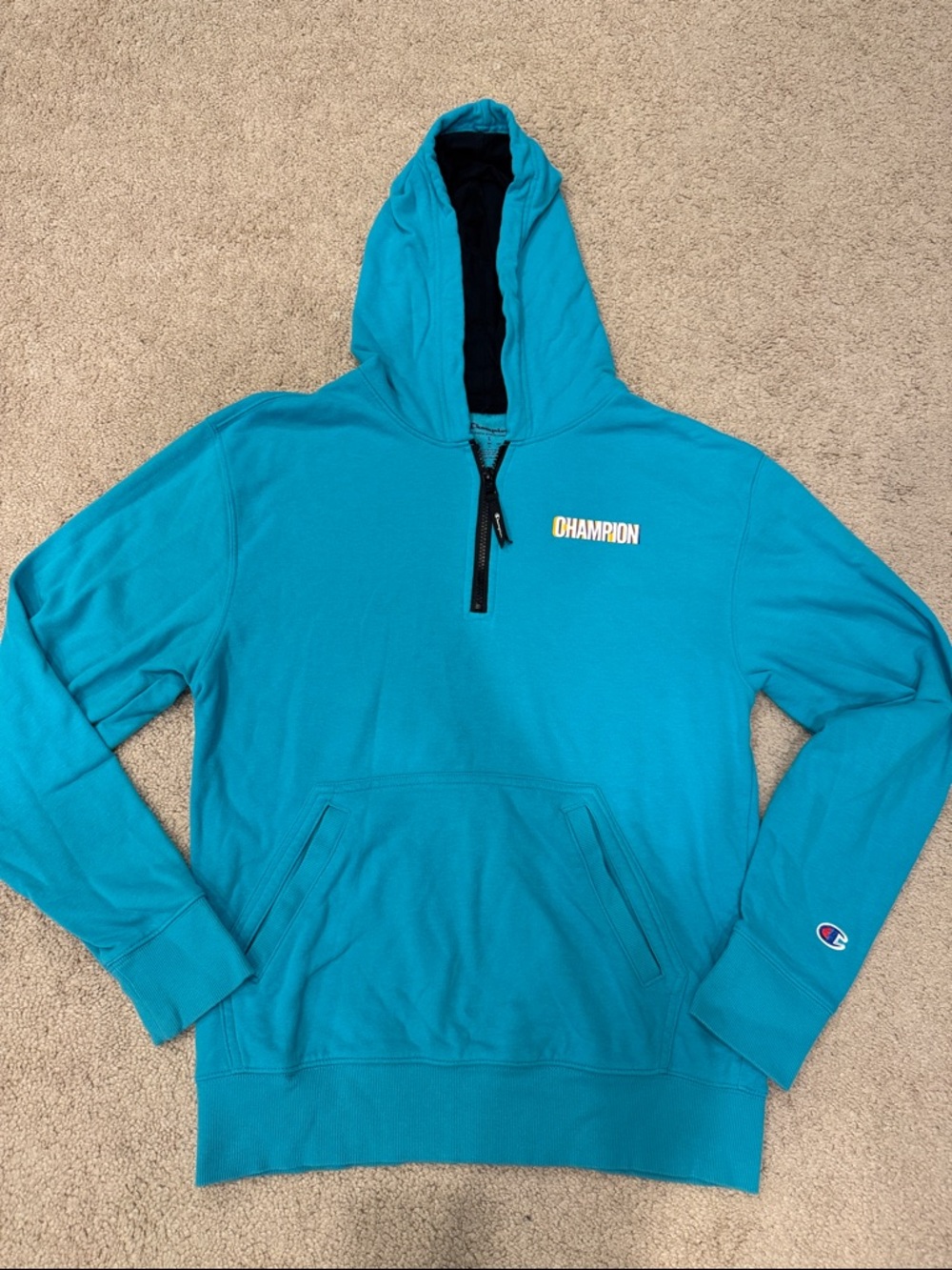 Champion Teal Blue Half-Zip Hoodie